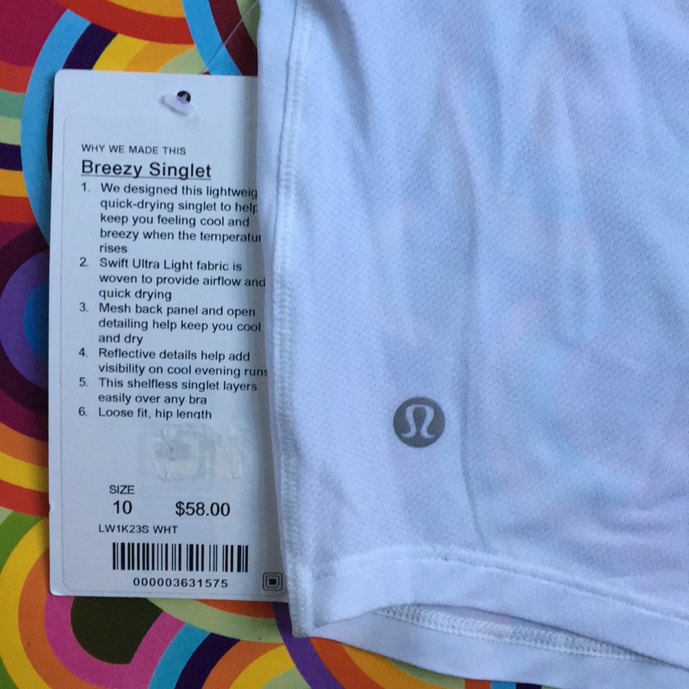Lululemon NWT Breezy Singlet Size 10 clean white - Picture 6 of 8